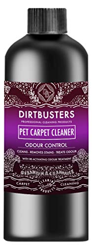 Dirtbusters Limpiador Concentrado de Moquetas, Alfombras y Tapicería para Mascotas. Elimina Manchas y Olores de Orina y Heces. Apto para Máquinas de limpieza. Aroma a Camomila y Geranio. 1 Litro