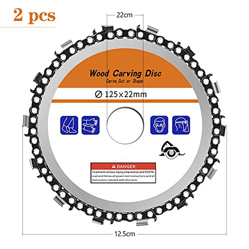 Disco de cadena de 14 dientes 5 Pulgadas Amoladora Disco de talla de madera 125 mm amoladora angular Disco de cadena Herramientas de corte y ajuste de talla de madera Accesorios de sierra circular