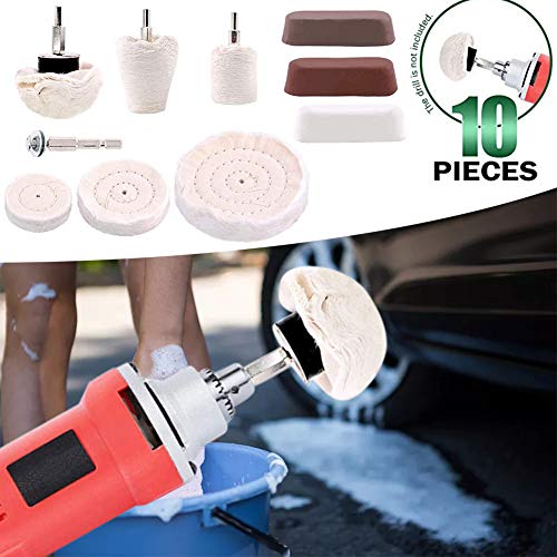 Disco de pulido para taladro con pasta pulidora, 10 unidades, para pulir, pulir, pulir, ruedas pulidoras para manifold, aluminio, acero inoxidable, cromo