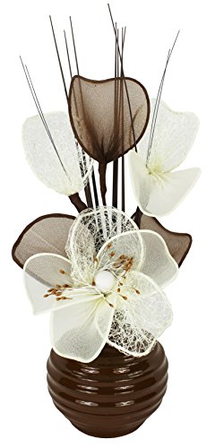 Diseño de flores de Mini 793456 32 cm hanega Artificial jarrón con diseño de espiral, café/crema