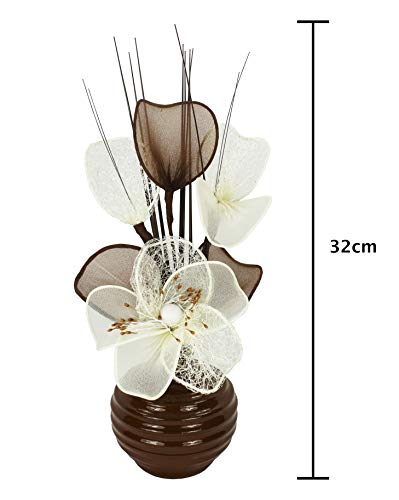 Diseño de flores de Mini 793456 32 cm hanega Artificial jarrón con diseño de espiral, café/crema