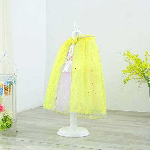 Disfraces de Halloween Chicas Capas Elf Robe Cosplay Niños túnica con Capucha Robe Capa Princess Capas Juegos de rol congelado Falda (Color : Yellow, Size : 130cm)