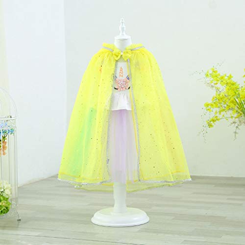 Disfraces de Halloween Chicas Capas Elf Robe Cosplay Niños túnica con Capucha Robe Capa Princess Capas Juegos de rol congelado Falda (Color : Yellow, Size : 130cm)