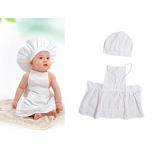 Disfraz de cocinero con sombrero para bebé, diseño de cocinero y chef, color blanco