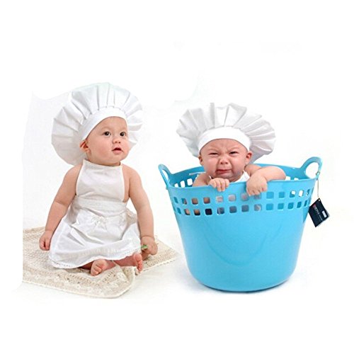Disfraz de cocinero con sombrero para bebé, diseño de cocinero y chef, color blanco