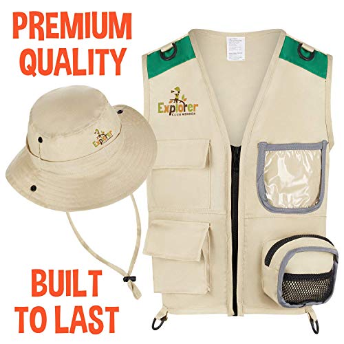 Disfraz de explorador para niños, incluye chaleco y sombrero de safari, regalo perfecto para niños y niñas de entre 3 y 7 años, juego de rol como paleontólogo zoológico guardabosques o pesca.
