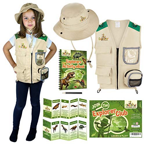 Disfraz de explorador para niños, incluye chaleco y sombrero de safari, regalo perfecto para niños y niñas de entre 3 y 7 años, juego de rol como paleontólogo zoológico guardabosques o pesca.