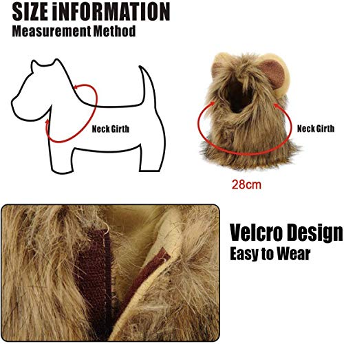 Disfraz de Halloween para mascotas, sombrero de melena de león para gatitos cachorros perros ajustable lavable cómodo pelo de león Halloween Navidad fiesta de Pascua actividad