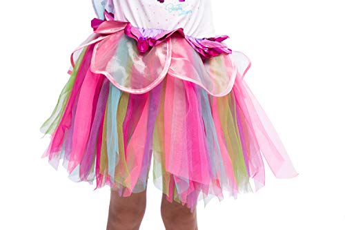 Disfraz de princesa de hada del arco iris rosa para niñas vestido con tutú y accesorios (pequeño de 5 a 7 años)