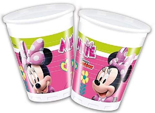 Disney Minnie Mouse Party Decoration Set-Platos Tazas Servilletas Mantel con Globos Gratis Velas Bombas de Globos-Sirve para 16 Invitados