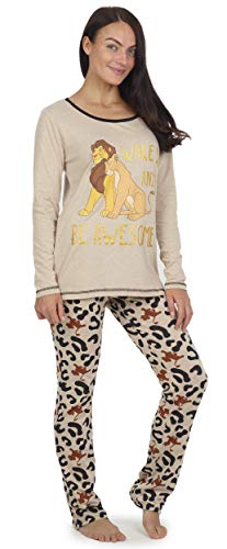 Disney Pijama Rey León para Mujer, Pijama Mujer, Pijama De 2 Piezas con Manga Larga Y Leggings con Estampado Animal, Ropa De Dormir De Algodón, Ropa De Salón Disponible En Talla 36 A 46 (44/46)