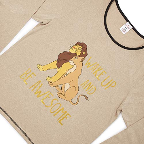 Disney Pijama Rey León para Mujer, Pijama Mujer, Pijama De 2 Piezas con Manga Larga Y Leggings con Estampado Animal, Ropa De Dormir De Algodón, Ropa De Salón Disponible En Talla 36 A 46 (44/46)