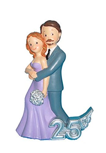 DISOK - Figura Pastel 25 Aniversario Abrazo - Figuras para el Pastel Tartas Bodas de Plata Aniversarios