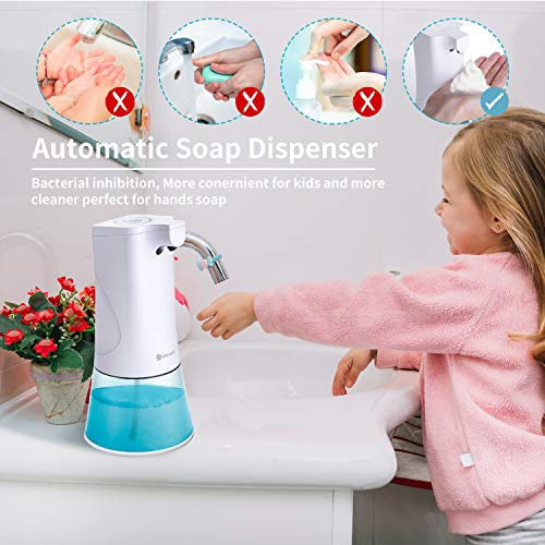 Dispensador Automático, Dispensador de Jabón USB Recargable de 350 ml con Sensor de Infrarrojos, Equipado con Toallas Especiales y Soporte de Pared Dispensador Jabon