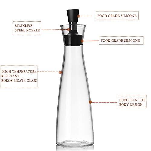 Dispensador De Aceite De Oliva.Botellas De Vidrio Y Vertedor Vertedor Para Cocina,Crucero / Decantador De Aceite Y Vinagre,Con Caño Tapado Sin Goteo,Contenedor De Condimento Líquido 550ML