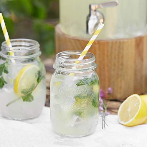 Dispensador de Bebidas 5.0 L con Grifo de Acero Inoxidable GRETA, Dispensador Bebidas Botella vidrio con soporte de Madera Mason Jar Vintage Design