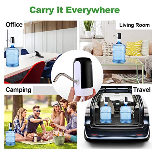 Dispensador de Bomba de Agua Bomba de Agua Potable Automática Bomba de Agua de Carga USB Portátil Botón Dispensador Batería Recargable en el Interior (Negro)