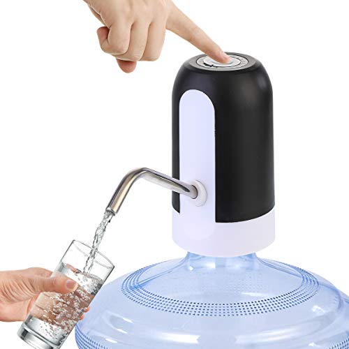 Dispensador de Bomba de Agua Bomba de Agua Potable Automática Bomba de Agua de Carga USB Portátil Botón Dispensador Batería Recargable en el Interior (Negro)