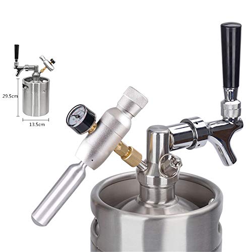 Dispensador de cerveza de acero inoxidable de 3.6L, kit de sistema de barril de cerveza Mini regulador de CO2 de 128 oz, grifo de cerveza ajustable para cerveza artesanal, cerveza de barril y cerveza