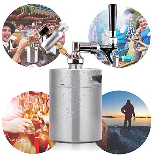 Dispensador de cerveza de acero inoxidable de 3.6L, kit de sistema de barril de cerveza Mini regulador de CO2 de 128 oz, grifo de cerveza ajustable para cerveza artesanal, cerveza de barril y cerveza