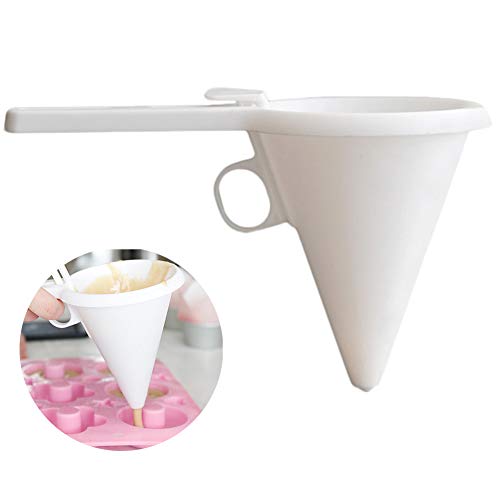 Dispensador de embudo ajustable esmaltado para repostería, pastelería, glaseado, herramienta para hornear, para chocolate, masa, pastelería, crema, blanco, Tamaño libre