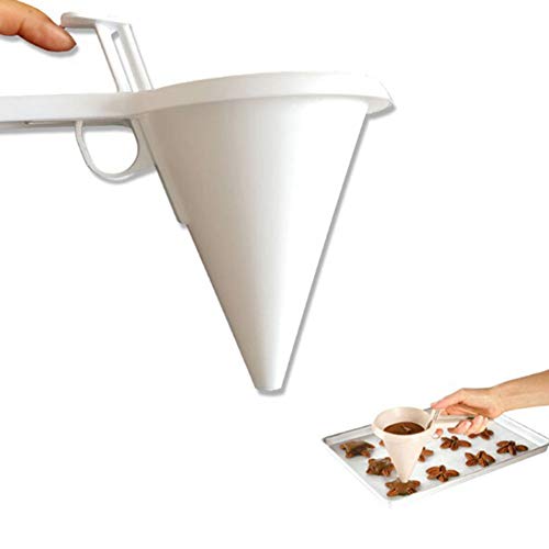 Dispensador de embudo ajustable esmaltado para repostería, pastelería, glaseado, herramienta para hornear, para chocolate, masa, pastelería, crema, blanco, Tamaño libre