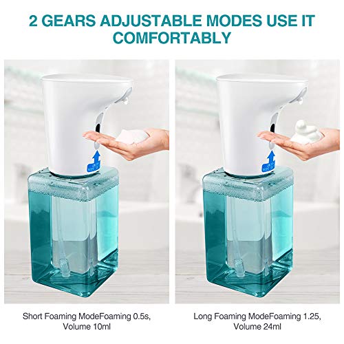 Dispensador de Jabón Automático, Dispensador de Jabón Espumoso con Sensor de Infrarrojos sin Contacto, Capacidad de 450ml Botella de Bomba Dispensadora de Jabón Manos Libres para Baño, Cocina, Oficina