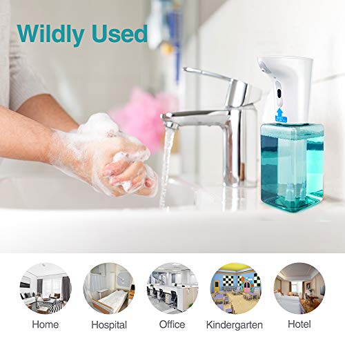 Dispensador de Jabón Automático, Dispensador de Jabón Espumoso con Sensor de Infrarrojos sin Contacto, Capacidad de 450ml Botella de Bomba Dispensadora de Jabón Manos Libres para Baño, Cocina, Oficina