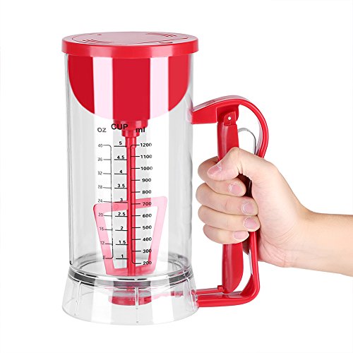 Dispensador Masa Cupcakes, Herramienta para Dispensador de Masa de Magdalenas Ideal para Pasteles, Galletas, Cakes & Belgian Waffles con Etiqueta de Medición, 1200ML
