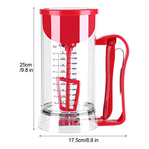Dispensador Masa Cupcakes, Herramienta para Dispensador de Masa de Magdalenas Ideal para Pasteles, Galletas, Cakes & Belgian Waffles con Etiqueta de Medición, 1200ML