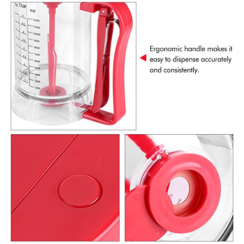 Dispensador Masa Cupcakes, Herramienta para Dispensador de Masa de Magdalenas Ideal para Pasteles, Galletas, Cakes & Belgian Waffles con Etiqueta de Medición, 1200ML