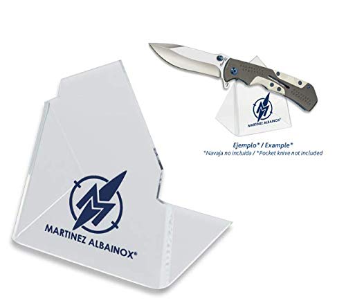 Display Peana Expositor Individual 6x7,5x5 cm para Camping, Caza, Pesca, Supervivencia y Bushcraft Albainox 33612 + Portabotellas de regalo