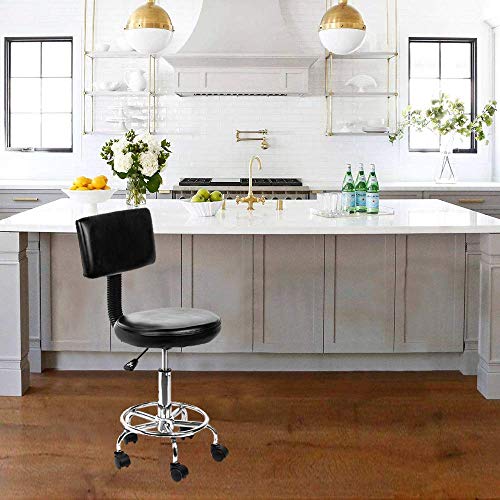 Display4top - Banqueta Negra Ajustable giratoria, con 5 Ruedas de Bloqueo (Acero Inoxidable)