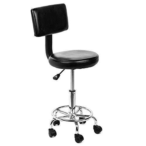 Display4top - Banqueta Negra Ajustable giratoria, con 5 Ruedas de Bloqueo (Acero Inoxidable)