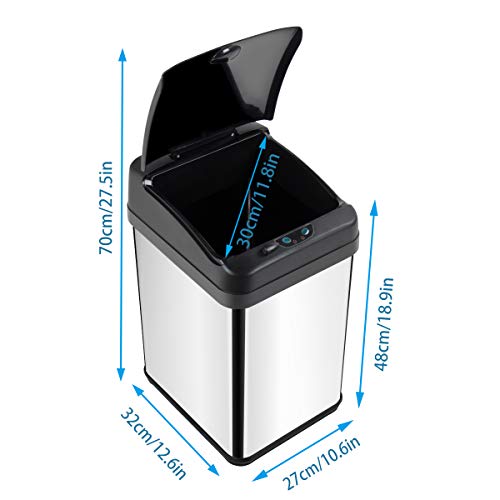 Display4top Cubo de Basura Sensor, Acero Inoxidable Cocina Cuarto de baño Desodorante Bote de Basura (30L)