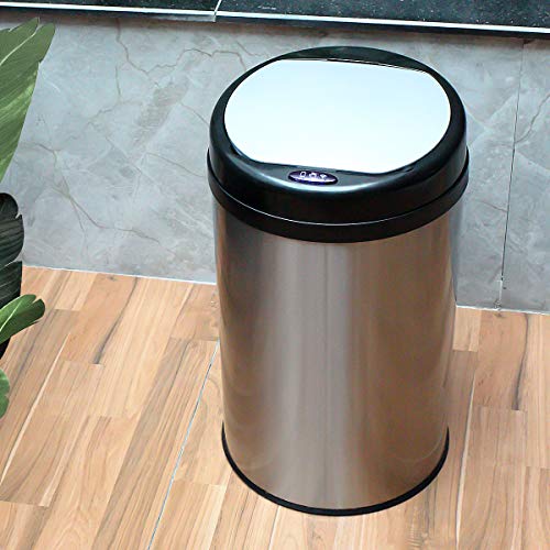 Display4top Cubo de Basura Sensor, Acero Inoxidable Cocina Cuarto de baño Desodorante Bote de Basura (30LRound)
