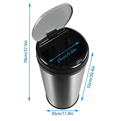 Display4top Cubo de Basura Sensor, Acero Inoxidable Cocina Cuarto de baño Desodorante Bote de Basura (30LRound)
