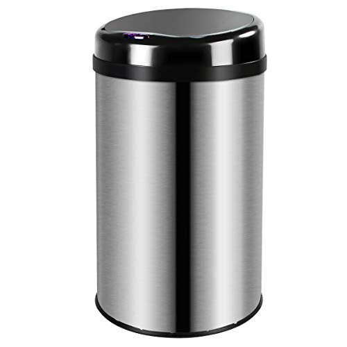 Display4top Cubo de Basura Sensor, Acero Inoxidable Cocina Cuarto de baño Desodorante Bote de Basura (30LRound)