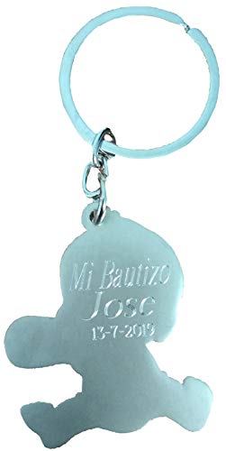 diversityofworld Llavero para Bautizo bebé niño con biberón Personalizado con Nombre y Fecha. Pack 6 Unidades