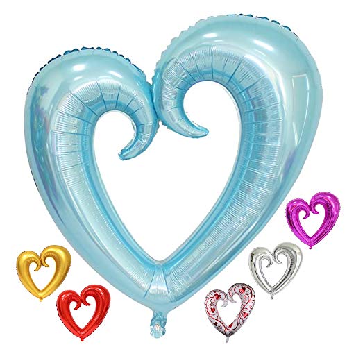 DIWULI Gigante Globo Azul XXL del Globo del corazón Hueco corazón, el Globo del corazón del Globo Noble corazón Grande, película Globo del corazón, Globo de la Hoja para el cumpleaños, Boda