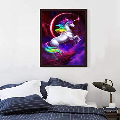 DIY 5D Kit de pintura de diamante por número, taladro completo volando unicornio animal bordado punto de cruz Rhinestone imágenes arte manualidades hogar decoración de la pared 30x40 cm