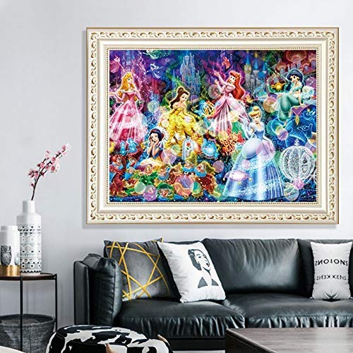 DIY 5D Kit de Pintura de Diamante,DIY 5D diamond painting, Diamantes de imitación de Diamante Bordado de Punto de Cruz,Disney Princess,50*40cm