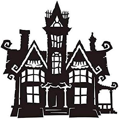Diy Black Halloween Haunted House Fiesta De Halloween Eve Calcomanías Caseras Del Edificio Stencil Etiqueta De La Pared Decoración Para La Sala De Estar Para Niños Habitaciones 44X44Cm