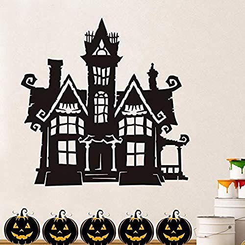Diy Black Halloween Haunted House Fiesta De Halloween Eve Calcomanías Caseras Del Edificio Stencil Etiqueta De La Pared Decoración Para La Sala De Estar Para Niños Habitaciones 44X44Cm