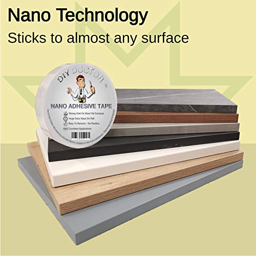 DIY Doctor Nano Adhesiva de Doble Cara Multiusos Reutilizable Fuerza de Agarre – Cinta de Gel Extraíble sin Dejar Marcas – Gran Rollo de 30 mm x 5 m, Transparente