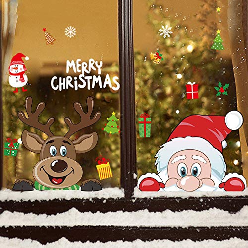DIY Santa Claus renos Festival Decoración Año Nuevo Navidad ventana pegatinas arte pared copo de nieve calcomanías Shopwindow Ornamento (tipo 2)