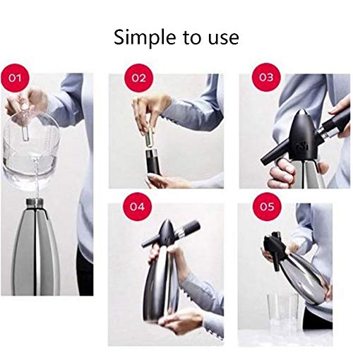 DIY Soda Fabricante Manual Burbuja 1L Soda sifón CO2 dispensador de Agua del generador de frío Cóctel Soda máquina Aluminio de la Barra,Plata