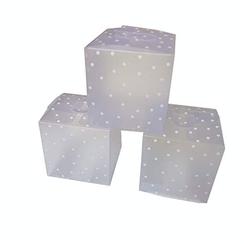 DIYARTS 50PCS Cubo Caja Dulces Cuadrada Translúcida PVC Punto Transparente para Chocolate Paquete Regalo Pequeño Cajas Favor Boda (6 * 6 * 6cm)