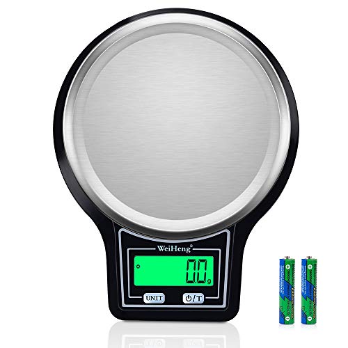 Diyife Báscula Digital de Cocina, 5kg/ 0.1g Báscula Electrónica de Cocción de Alimentos con Pantalla LCD Báscula de Pesaje de Plataforma de Acero Inoxidable Báscula para Hornear y Cocinar