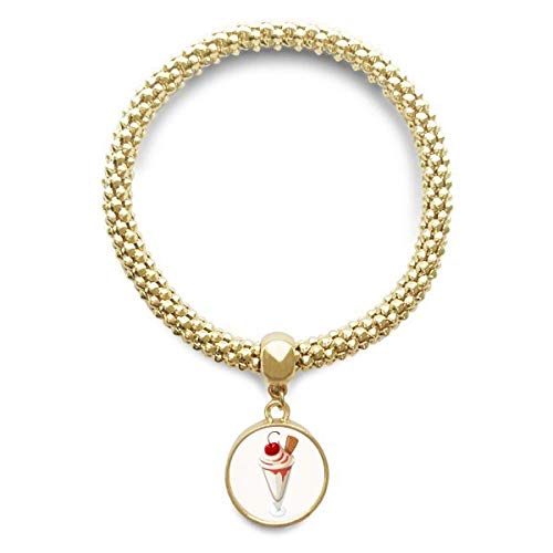DIYthinker Cadena de joyería Cereza Dulce cónico Copa de Helado de Oro Pendiente Redondo de Pulsera
